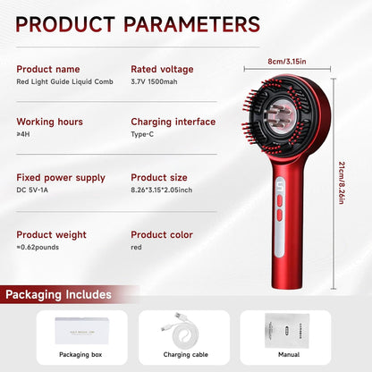 3-in-1 Electric Scalp Massage Comb IPX7 Waterproof