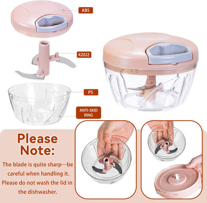 Manual Food Processor Vegetable Chopper Portable
