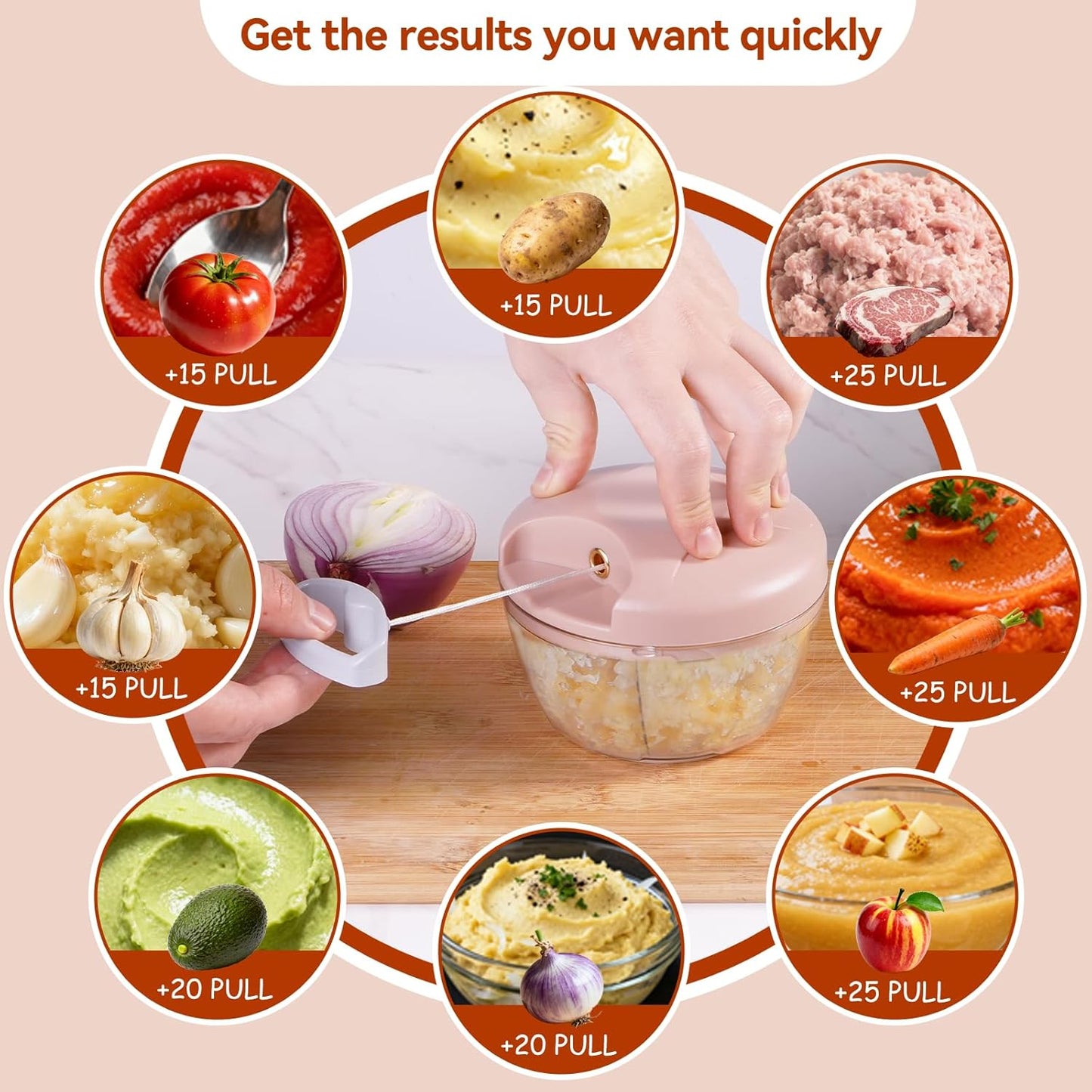 Manual Food Processor Vegetable Chopper Portable