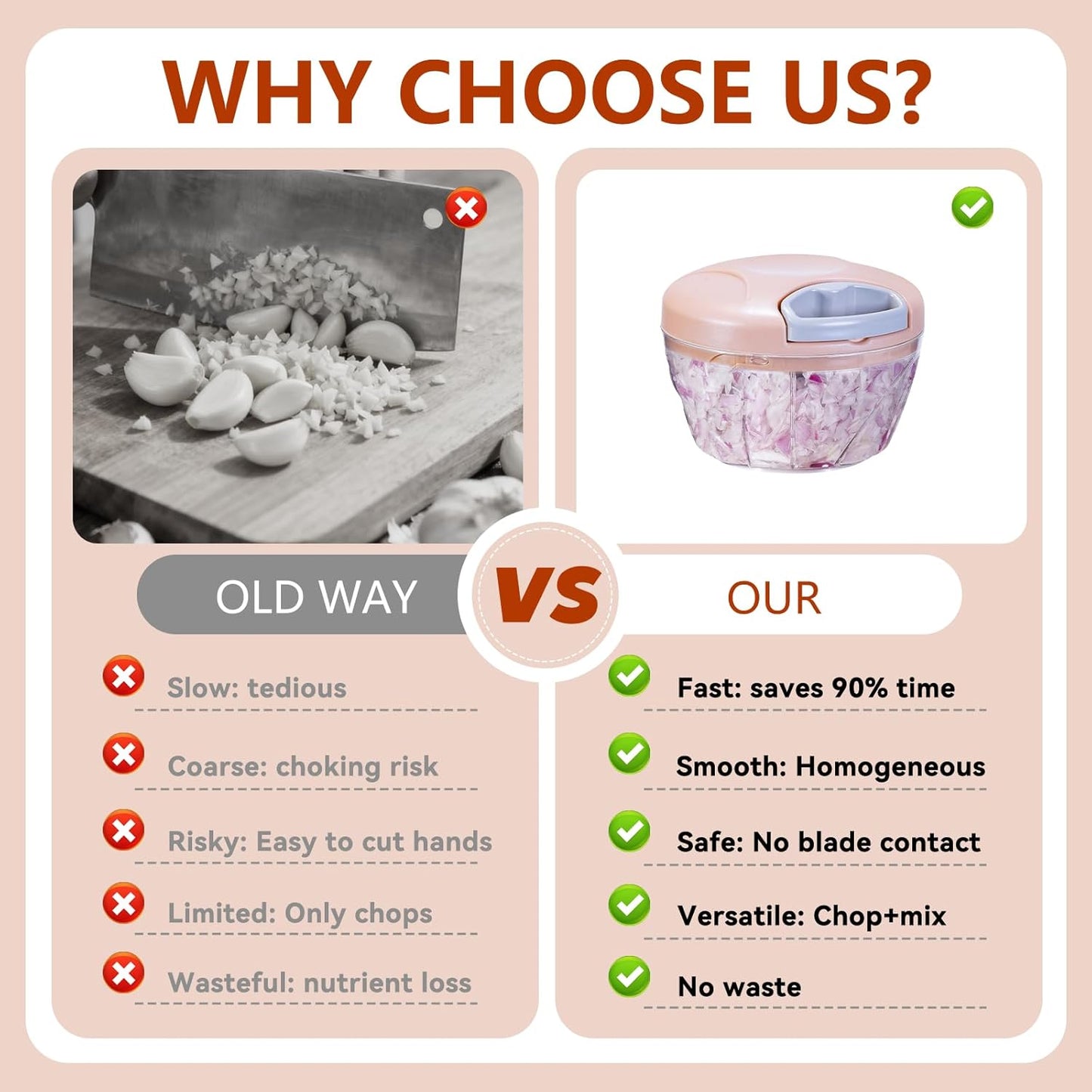 Manual Food Processor Vegetable Chopper Portable