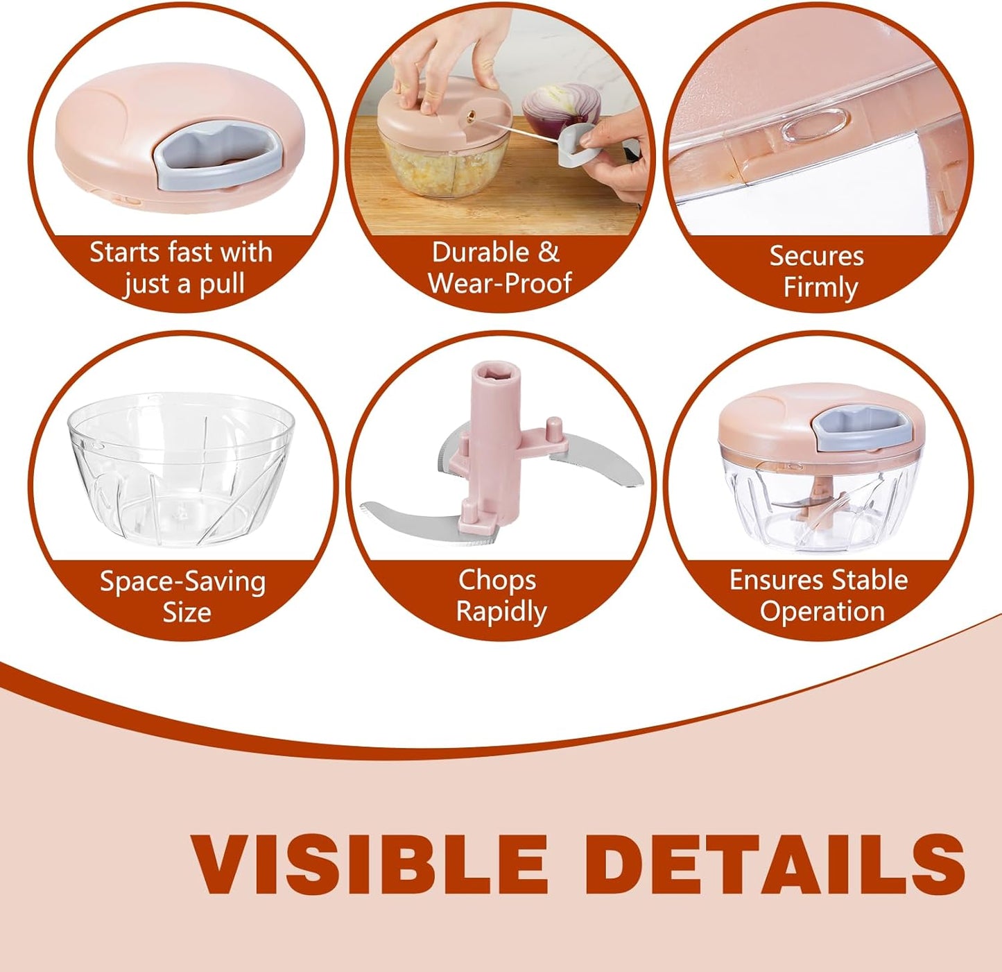 Manual Food Processor Vegetable Chopper Portable