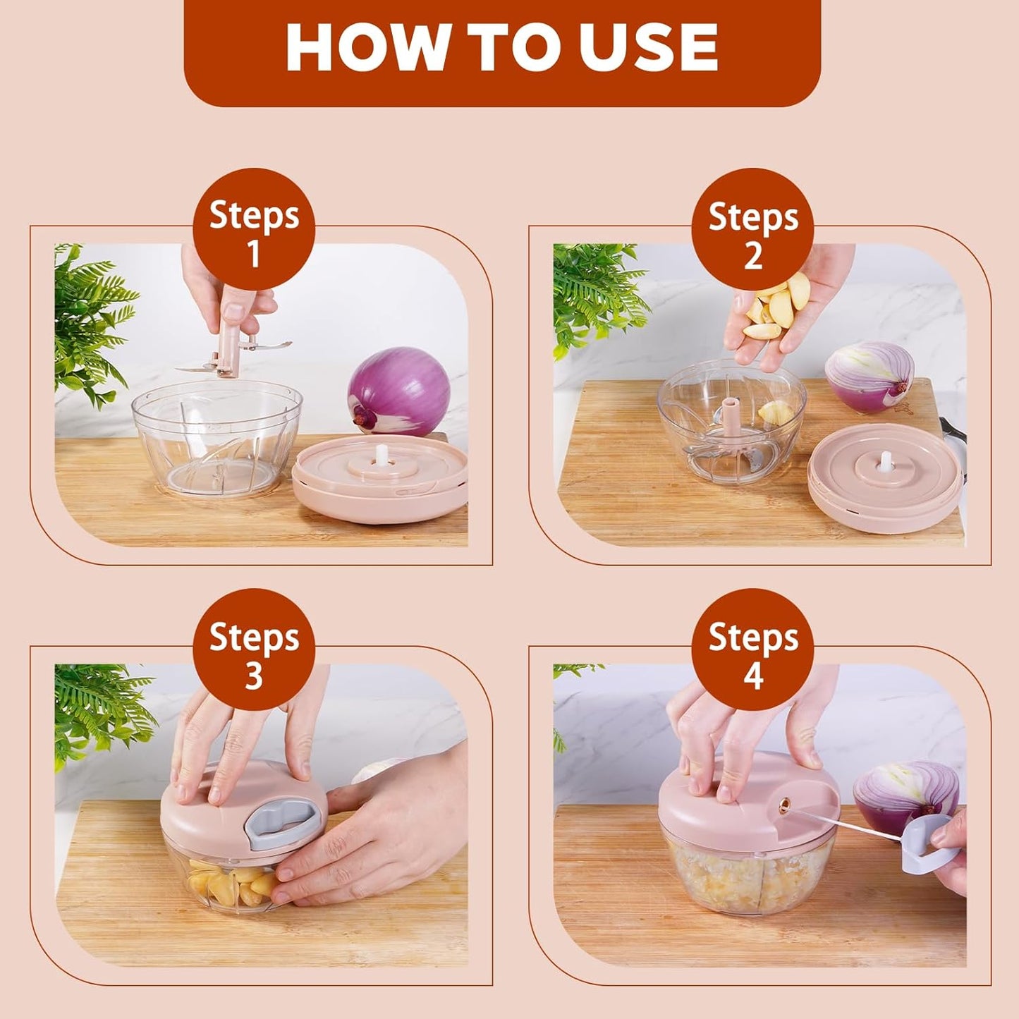 Manual Food Processor Vegetable Chopper Portable