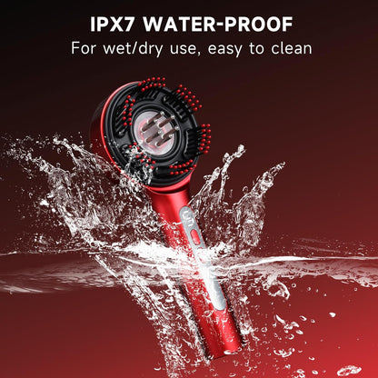 3-in-1 Electric Scalp Massage Comb IPX7 Waterproof